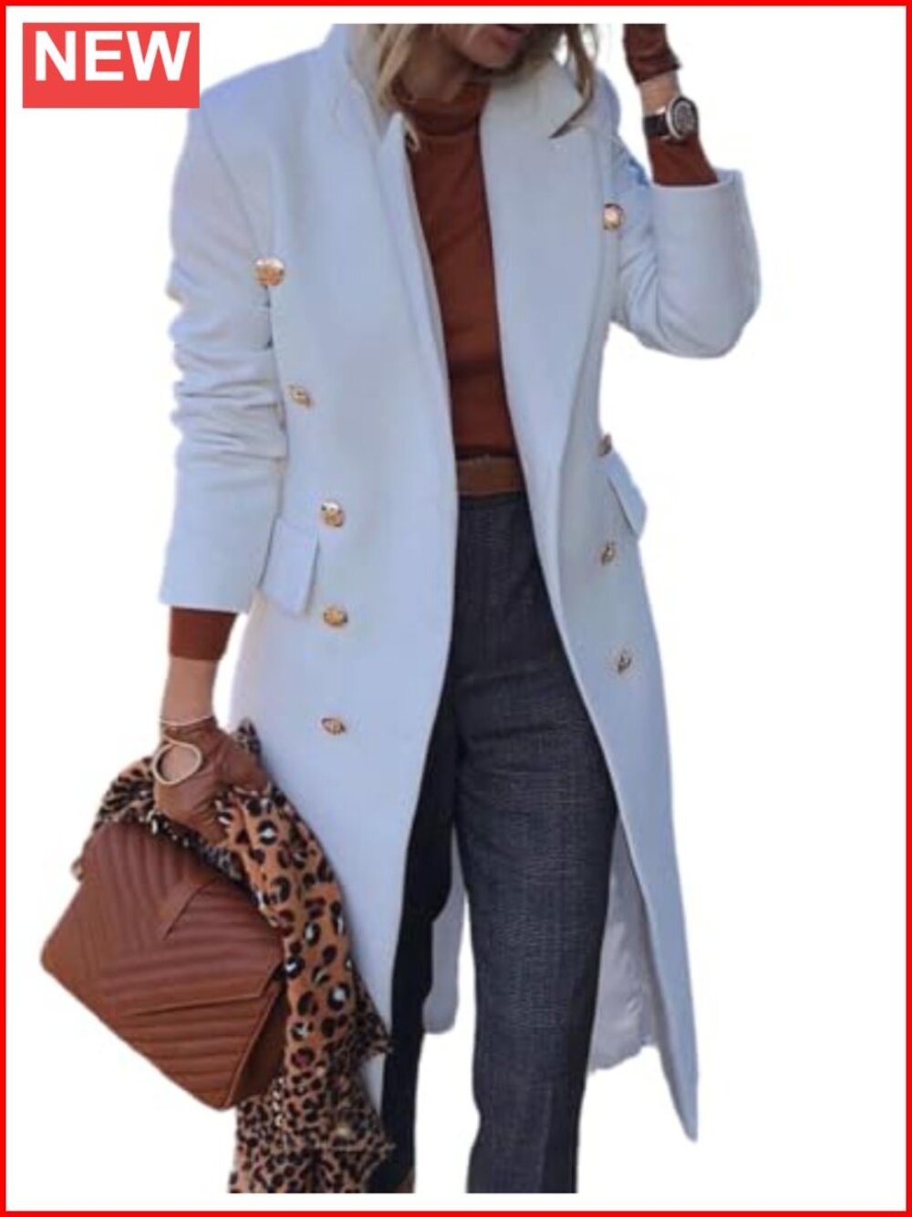 Women's Wool Blend Double Breast Trench Coat Long Pea Coat